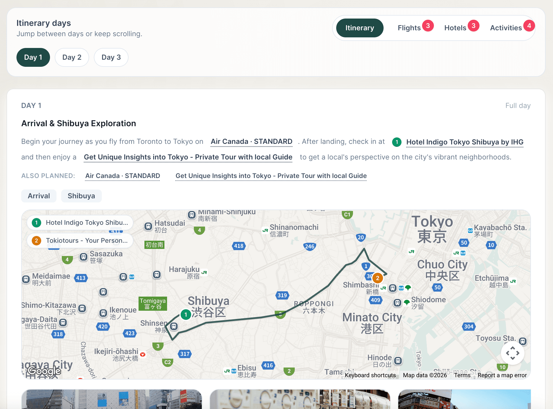 Day-by-day itinerary with map and highlights